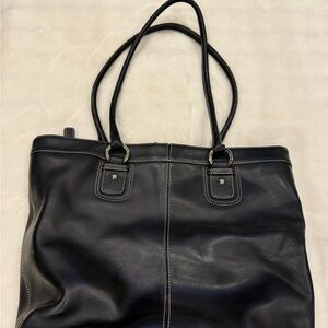 Talbots Elegant Black Leather Tote Bag